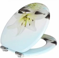 EUGAD WC-Sitz (1-St), Toilettensitz, WC Sitz mit Absenkautomatik, MDF, Holz, Softclose Scharnier Grüne Blätter, Holzfarbe, Lilie, Seestern, Seestern Am Strand, Seestern Sonnenuntergang, Stone, ‎Lila Blume und Stones -EUGAD Verkäufe d09c3092 0bd8 496e 8c88 774f9397ddbc
