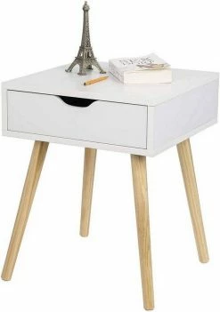 EUGAD Nachttisch, Beistelltisch mit Schublade Nachtkommode, Holzbeine MDF, Grau Weiß -EUGAD Verkäufe d100e3c8 c0fa 50d3 b2c8 17414eb3bd5a