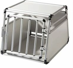 EUGAD Tiertransportbox, Hundetransportbox Alu Hundebox Reisebox Autobox für kleine/mittlere Hunde Französische Bulldogge Beagle Terriers Dackel Shiba Inu 69 x 54 x 50 cm L
