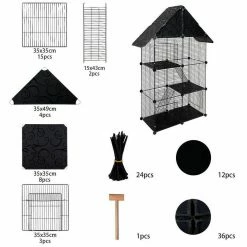 EUGAD Freigehege, Kleintierkäfig Katzenkäfig Schwarz 75x39x145cm -EUGAD Verkäufe d1fb6f45 c532 56bd b09a b60ebb1d4d44