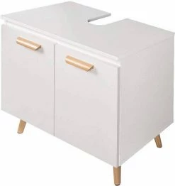 EUGAD Waschbeckenunterschrank Badschrank Unterschrank mit 2 Türe Weiß Grau, Schwarz, Weiß