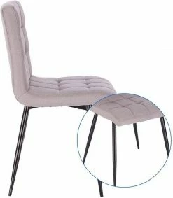 EUGAD Esszimmerstuhl (4 Stück), Küchenstuhl Polsterstuhl, mit Rückenlehne, Metallbeine, Sitzfläche aus Leinen, Hellgrau -EUGAD Verkäufe d28f2e4a 6e07 4942 ad9a 2a04ac8cf01c