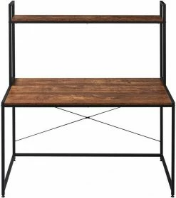 EUGAD Schreibtisch, PC-Tisch Bürotisch Arbeitstisch mit Bücherregal Holz 120x60x140 cm Schwarz-Marmor Schwarz-Vintage -EUGAD Verkäufe d30ef6bd 269e 56c2 837f 52419f7acaa3