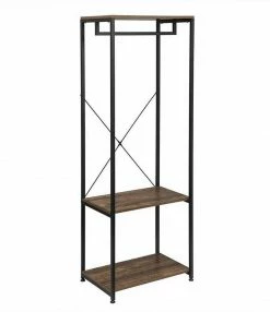 EUGAD Kleiderständer, Garderobenständer mit 2 Ablagen Holz Metall Schwarz-Hell Eiche Schwarz-Vintage, Weiß-Eiche -EUGAD Verkäufe d3250182 32d9 5f05 bd5e 7639cac94528