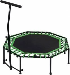 EUGAD Fitnesstrampolin, Fitness Trampolin Indoor Faltbar Ø 126cm mit höhenverstellbarem Haltegriff, leise Gummiseilfederung, belastbar bis 120 kg Grün, Schwarz -EUGAD Verkäufe d37c826b 020b 40d8 ac6b ce35201c18ef