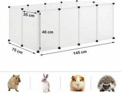 EUGAD Freigehege, Freigehege für Kaninchen Hasen Meerschweinchen Welpenauslauf DIY, 12 Platten 145 x 75 x 46 cm Grau, Schwarz, Transparent, Weiß -EUGAD Verkäufe d3b47f27 3c06 55d8 bdd8 924fa564fb08