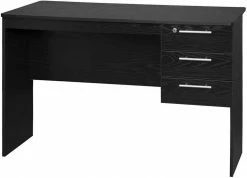 EUGAD Schreibtisch, Computertisch Bürotisch mit 3 Schubladen und Schloss Holz Schwarz