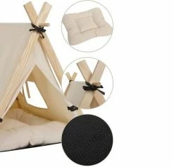 EUGAD Tierhaus, Tipi Hundezelt Katzenzelt 45x55x45cm Kätzchen Chihuahua Havaneser Kaninchen mit Kissen abnehmbar waschbar faltbar Weiß -EUGAD Verkäufe d3c94132 9357 411a 84c6 2d4c87e79bfb