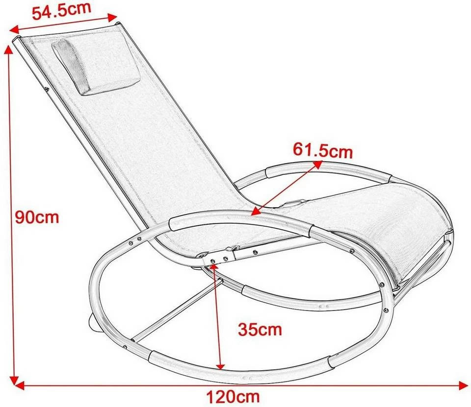 EUGAD Schaukelstuhl, 2tlg Relaxliege Schaukelstuhl für Terrasse Balkon, Metallgestell + Textilgewebe, Grau 5 EUGAD Schaukelstuhl, 2tlg Relaxliege Schaukelstuhl für Terrasse Balkon, Metallgestell + Textilgewebe, Grau – Bild 3