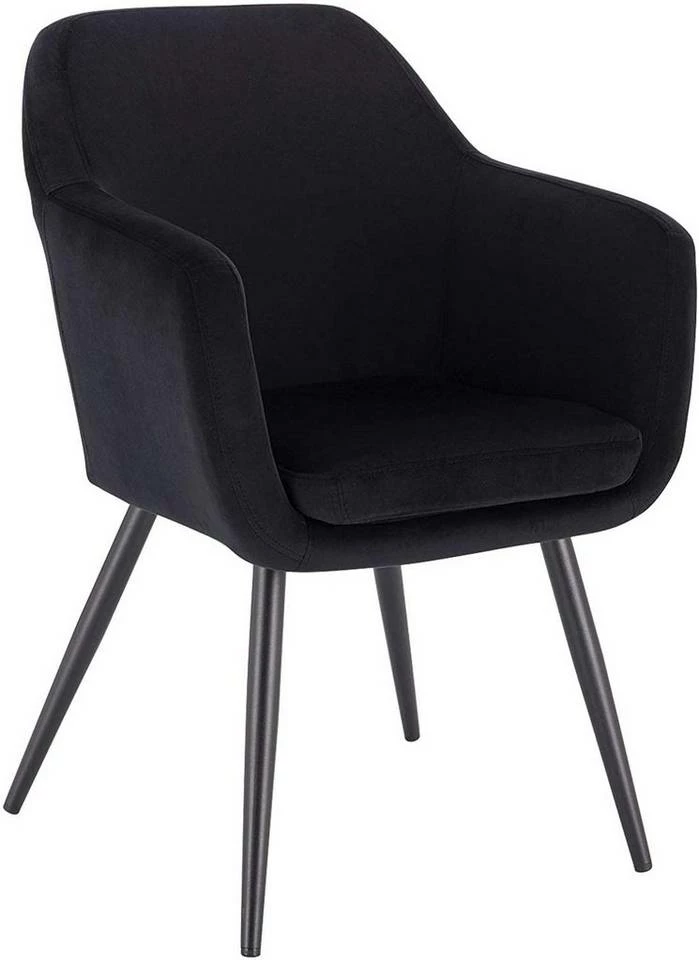 EUGAD Polsterstuhl (1 Stück), Küchenstuhl Samt Stuhl Sessel mit Armlehne, Metallbeine, für Esszimmer Wohnzimmer, Schwarz Dunkelgrau 3 EUGAD Polsterstuhl (1 Stück), Küchenstuhl Samt Stuhl Sessel mit Armlehne, Metallbeine, für Esszimmer Wohnzimmer, Schwarz Dunkelgrau