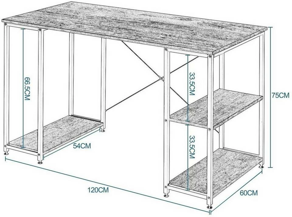 EUGAD Schreibtisch, Bürotisch PC-Tisch mit Ablage aus Metall und Holz, 120x60x75cm, Vintage 5 EUGAD Schreibtisch, Bürotisch PC-Tisch mit Ablage aus Metall und Holz, 120x60x75cm, Vintage – Bild 3