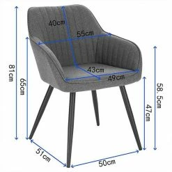 EUGAD Esszimmerstuhl, Küchenstuhl aus Leinen mit Armlehne Dunkelgrau, Hellgrau -EUGAD Verkäufe d4ca41d0 c370 5815 8913 65420c82ce86