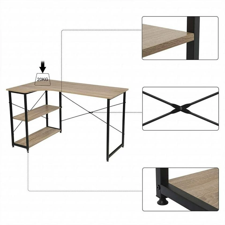 EUGAD Schreibtisch, Computertisch Büromöbel Couchtisch mit Ablage Holz Stahl Schwarz+Beigebraun Industrie-design 11 EUGAD Schreibtisch, Computertisch Büromöbel Couchtisch mit Ablage Holz Stahl Schwarz+Beigebraun Industrie-design – Bild 9