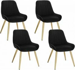 EUGAD Esszimmerstuhl, 4 Stücke Retro Küchenstuhl Sitzfläche aus Samt mit Metallbeine Dunkelgrün Bordeaux, Dunkelgrau, Dunkelgr&uuml;n, Hellgrau, Rosa, Schwarz -EUGAD Verkäufe d528a2cd 94d2 54bf a10d b8ce5e27cc33