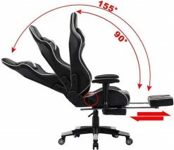 EUGAD Gaming-Stuhl (1 Stück), mit Fußstütze Racing Stuhl Drehstuhl Bürostuhl Schreibtischstuhl PC Stuhl mit Wippfunktion Höhenverstellbar Kunstleder Weiß Grau, Rot, Weiß -EUGAD Verkäufe d56ed0c6 f106 4dbc a4e3 007862c4e734