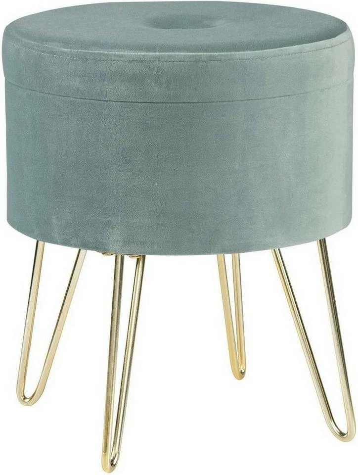 EUGAD Sitzhocker, Samthocker mit Stauraum, rund, mit stabilen goldenen Metallfüßen, Türkis Dunkelgrau, Dunkelgrün, Hellgrau, Rosa, Türkis 7 EUGAD Sitzhocker, Samthocker mit Stauraum, rund, mit stabilen goldenen Metallfüßen, Türkis Dunkelgrau, Dunkelgrün, Hellgrau, Rosa, Türkis – Bild 5