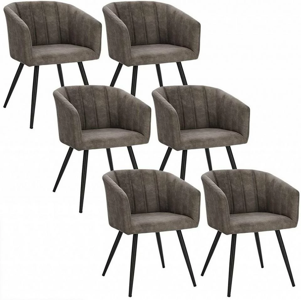 EUGAD 4-Fußstuhl, 6er-Set Esszimmerstuhl Polsterstuhl aus Stoffbezug Grau Dunkelbraun 3 EUGAD 4-Fußstuhl, 6er-Set Esszimmerstuhl Polsterstuhl aus Stoffbezug Grau Dunkelbraun