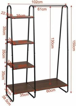 EUGAD Garderobenständer, Kleiderständer,mit Regal, Metall, Holz,im Flur, Wohnzimmer, Dunkelbraun-Schwarz Eiche-Weiß, Sand-Weiß -EUGAD Verkäufe d6e7ed0e 3c10 581e 9328 04dea5c4b7e2