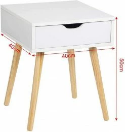 EUGAD Nachttisch, Beistelltisch mit Schublade Nachtkommode, Holzbeine MDF, Grau Weiß -EUGAD Verkäufe d752bfe8 fe17 561c 83f4 087132d956fa