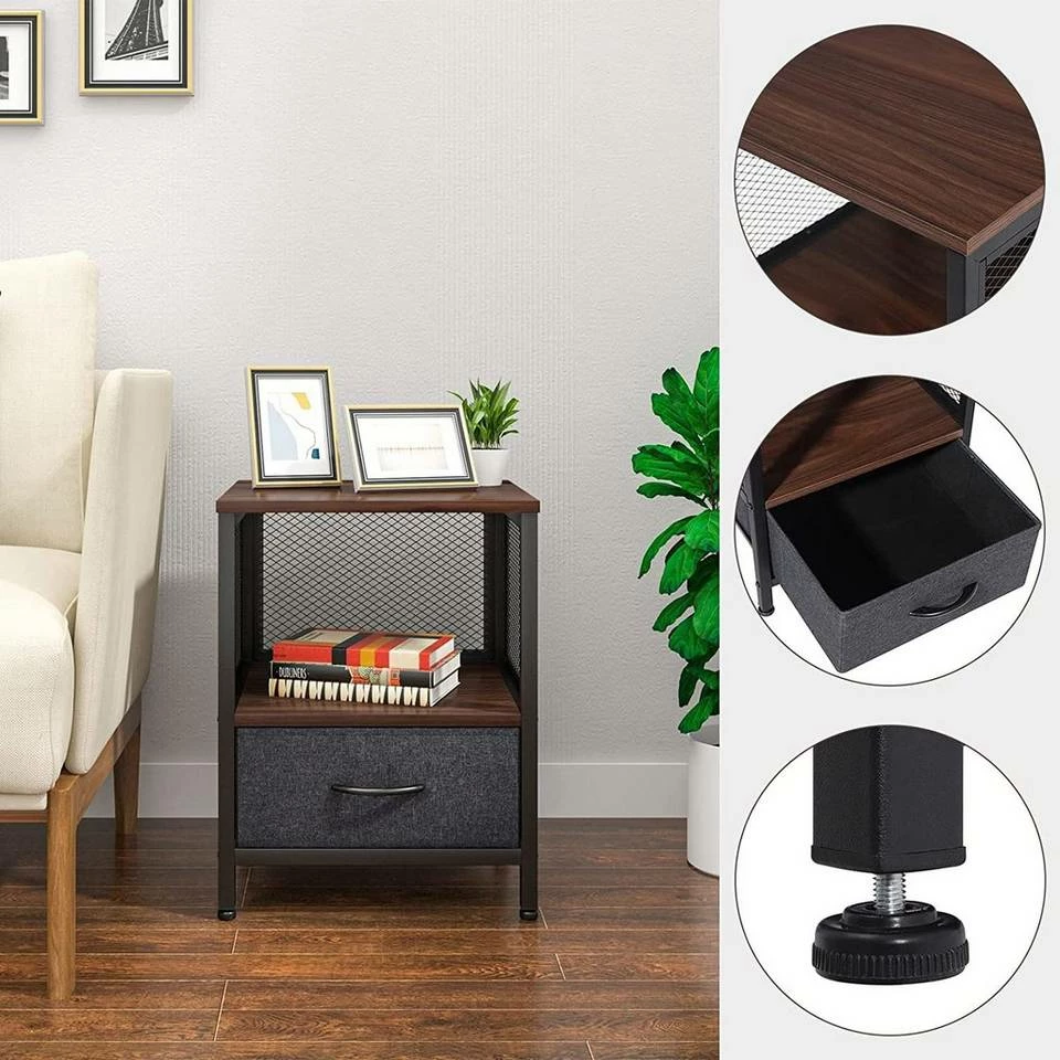 EUGAD Nachttisch (1-St), Nachtkommode mit Ablagen und Schubladen, Beistelltisch für Wohnzimmer, Nachtschrank für Schlafzimmer industrieller Stil, 40x52x36cm 7 EUGAD Nachttisch (1-St), Nachtkommode mit Ablagen und Schubladen, Beistelltisch für Wohnzimmer, Nachtschrank für Schlafzimmer industrieller Stil, 40x52x36cm – Bild 5