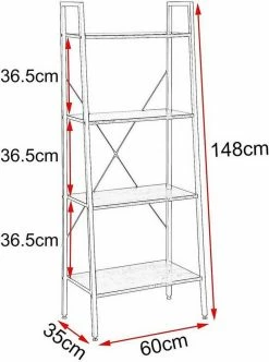 EUGAD Bücherregal, Standregal Bücherregal Metallregal Leiterregal Stufenregal Multifunktionale Regal Industrie Design MDF Metall Schwarz+schwarzer Marmor Golden+Weißer Marmor, Vintage -EUGAD Verkäufe d8d4d160 9643 5382 8109 38c172e5de7a