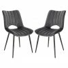 EUGAD Esszimmerstuhl (2 Stück), Küchenstuhl, Polsterstuhl, Wohnzimmerstuhl ohne Armlehne, Metallbeine, Samt, Dunkelgrau Hellgrau, Schwarz