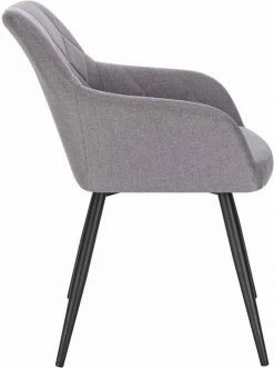 EUGAD Esszimmerstuhl (2 Stück), Wohnzimmerstuhl aus Leinen Polsterstuhl mit Armlehnen und Rückenlehne schwarze Gestell aus Metall Hellgrau Dunkelgrau -EUGAD Verkäufe da81159d 25ba 54c5 b2a0 9c7ffbb6adf3