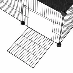 EUGAD Freigehege, Freigehege Kaninchen mit Stauraum Hasen Meerschweinchen Welpenauslauf Laufgitter mit Tür&Treppe DIY Schwarz 41 Platten (35x35cm/Platte) 105 x 70 x 70 cm -EUGAD Verkäufe dabab3b3 11fe 5980 8779 2f3a1b3823ea