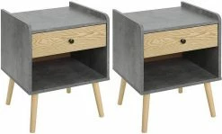 EUGAD Nachttisch (1-St), Nachtkommode, Kommode mit Schubladen und Ablagefach, Nachtschrank Industrial-Design Beistelltisch einfach Aufbau, für Schlafzimmer, Wohnzimmer Grau + Helle Eiche -EUGAD Verkäufe dbd0d185 75b7 4328 9484 9bf38e9b5905