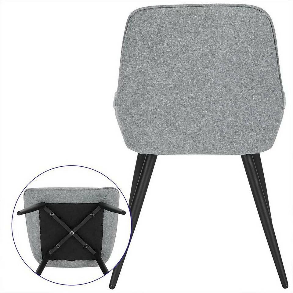 EUGAD Polsterstuhl (2 Stück), Esszimmerstühle aus Leinen mit stabilen Metallbeinen, mit Rückenlehne und gepolsterter Sitzfläche Dunkelgrau, Hellgrau 14 EUGAD Polsterstuhl (2 Stück), Esszimmerstühle aus Leinen mit stabilen Metallbeinen, mit Rückenlehne und gepolsterter Sitzfläche Dunkelgrau, Hellgrau – Bild 12
