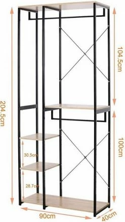 EUGAD Kleiderständer, Garderobenständer mit 7 Ablagen Schwarz-Vintage Schwarz-Hell Eiche -EUGAD Verkäufe dc6c5c7e f1a6 5e56 8e10 8d04ec78a336