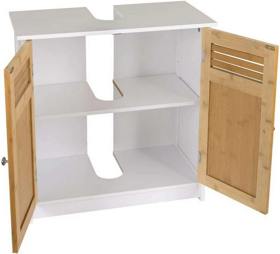 EUGAD Waschbeckenunterschrank Unterschrank Badezimmerschrank Waschtisch Badschrank mit 2 Türen 60x30x60cm aus MDF Weiß+Natur Weiß+Grau, Weiß+Natur 9 EUGAD Waschbeckenunterschrank Unterschrank Badezimmerschrank Waschtisch Badschrank mit 2 Türen 60x30x60cm aus MDF Weiß+Natur Weiß+Grau, Weiß+Natur – Bild 7