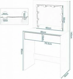 EUGAD Schminktisch, Frisiertisch 10 LED-Lampen mit Schubladen 80x40cm Schwarz Weiß -EUGAD Verkäufe dd7fc324 e9b9 545f ad31 acaeb24e055e