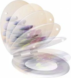 EUGAD WC-Sitz (1-St), Toilettensitz, WC Sitz mit Absenkautomatik, MDF, Holz, Softclose Scharnier Grüne Blätter, Holzfarbe, Lilie, Seestern, Seestern Am Strand, Seestern Sonnenuntergang, Stone, ‎Lila Blume und Stones -EUGAD Verkäufe deeebe2a 2931 4e6d 80ae 0384e8a59e11