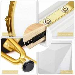 EUGAD Schminktisch (1-St), Frisiertisch mit Hocker und Spiegel, 360° schwenkbar Schminkspiegel, Kosmetiktisch mit 2 Schubladen, gepolsterte Samthocker, 3D Effekt Schublade, Weiß und golden -EUGAD Verkäufe deeec70c 01c3 5bcc ae59 c9611de0c245