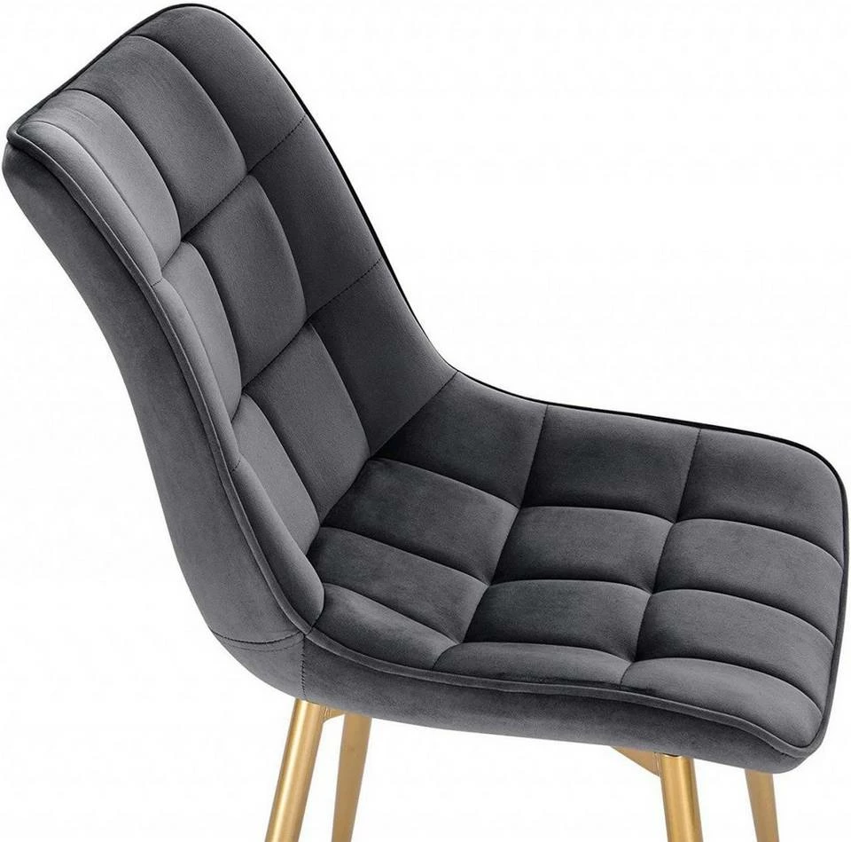 EUGAD Esszimmerstuhl, 4er-Set Küchenstühle Wohnzimmerstuhl mit Rückenlehne, Samt Sitzfläche, Gold Beine Grau Dunkelgrün, Rosa, Schwarz 11 EUGAD Esszimmerstuhl, 4er-Set Küchenstühle Wohnzimmerstuhl mit Rückenlehne, Samt Sitzfläche, Gold Beine Grau Dunkelgrün, Rosa, Schwarz – Bild 9