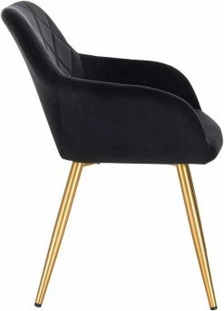 EUGAD Esszimmerstuhl (1 Stück), Wohnzimmerstuhl aus Samt Polsterstuhl mit Armlehnen und Rückenlehne, Gestell aus Metall mit goldenen Beine Dunkelgrau Schwarz -EUGAD Verkäufe dfb63a63 86f9 4b99 b538 72f554c1987b
