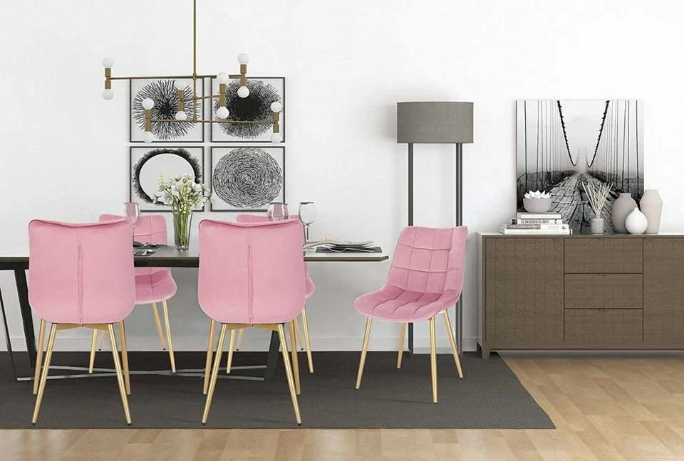 EUGAD Esszimmerstuhl, 4er-Set Küchenstühle Wohnzimmerstuhl mit Rückenlehne, Samt Sitzfläche, Gold Beine Grau Dunkelgrün, Rosa, Schwarz 30 EUGAD Esszimmerstuhl, 4er-Set Küchenstühle Wohnzimmerstuhl mit Rückenlehne, Samt Sitzfläche, Gold Beine Grau Dunkelgrün, Rosa, Schwarz – Bild 28