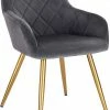 EUGAD Esszimmerstuhl (1 Stück), Wohnzimmerstuhl aus Samt Polsterstuhl mit Armlehnen und Rückenlehne, Gestell aus Metall mit goldenen Beine Dunkelgrau Schwarz -EUGAD Verkäufe e0b5a430 3607 48e5 8033 c1528fc0a24d