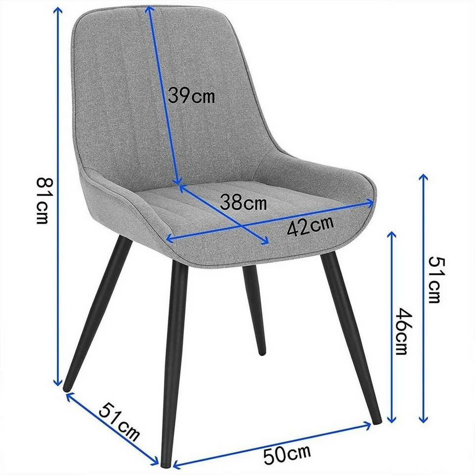 EUGAD Polsterstuhl (2 Stück), Esszimmerstühle aus Leinen mit stabilen Metallbeinen, mit Rückenlehne und gepolsterter Sitzfläche Dunkelgrau, Hellgrau 11 EUGAD Polsterstuhl (2 Stück), Esszimmerstühle aus Leinen mit stabilen Metallbeinen, mit Rückenlehne und gepolsterter Sitzfläche Dunkelgrau, Hellgrau – Bild 9