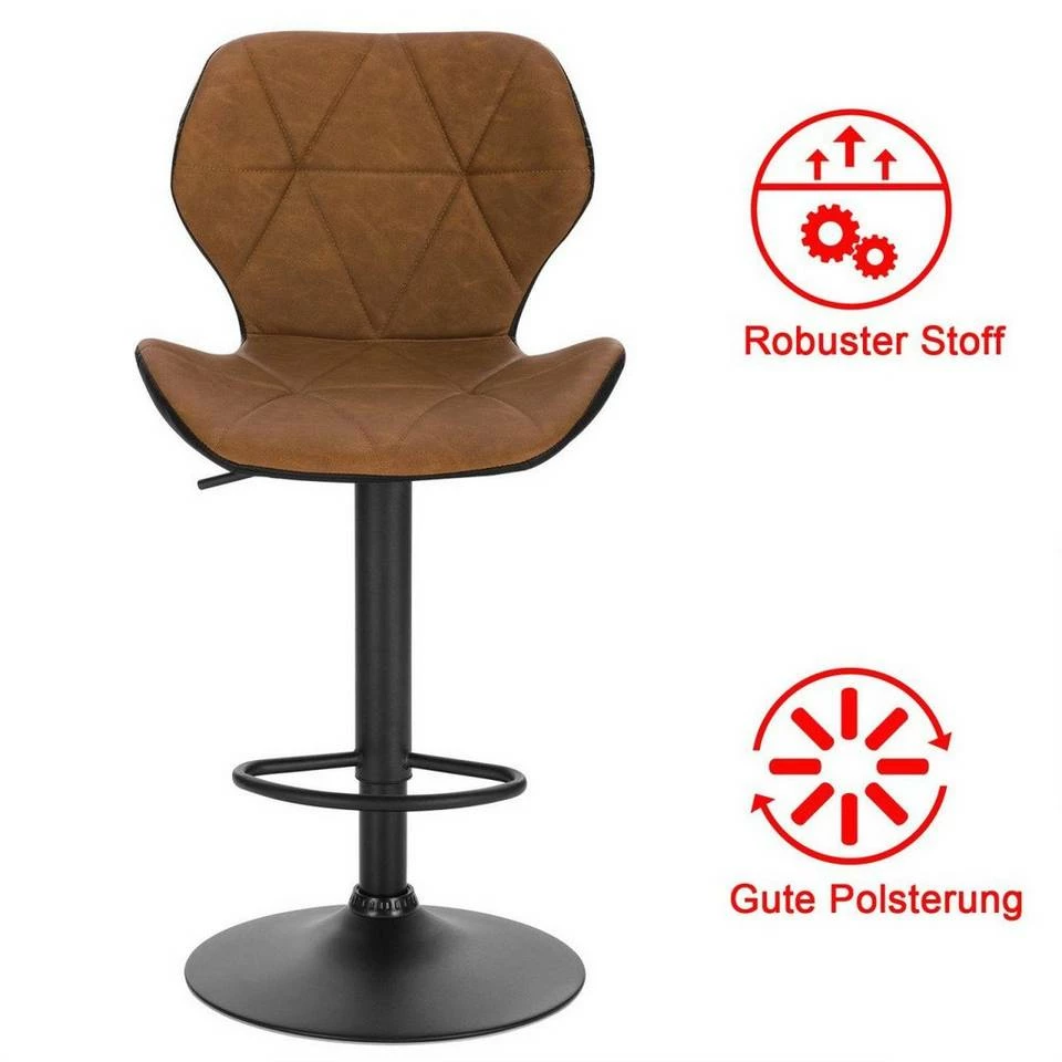 EUGAD Barhocker (2 St), 2er-Set höhenverstellbar und drenbar mit Rückenlehne aus Kunstleder Stahl Grau Anthrazit, Braun, Dunkelbraun 31 EUGAD Barhocker (2 St), 2er-Set höhenverstellbar und drenbar mit Rückenlehne aus Kunstleder Stahl Grau Anthrazit, Braun, Dunkelbraun – Bild 29