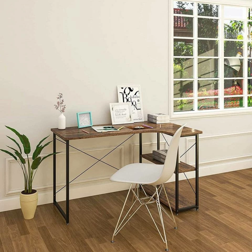 EUGAD Schreibtisch, Computertisch Büromöbel Couchtisch mit Ablage Holz Stahl Schwarz+Beigebraun Industrie-design 13 EUGAD Schreibtisch, Computertisch Büromöbel Couchtisch mit Ablage Holz Stahl Schwarz+Beigebraun Industrie-design – Bild 11