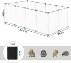 EUGAD Freigehege, Freigehege für Kaninchen Hasen Meerschweinchen Welpenauslauf DIY, 12 Platten 145 x 75 x 46 cm Grau, Schwarz, Transparent, Weiß -EUGAD Verkäufe e31452ec 7269 4c01 9981 5776e873a627