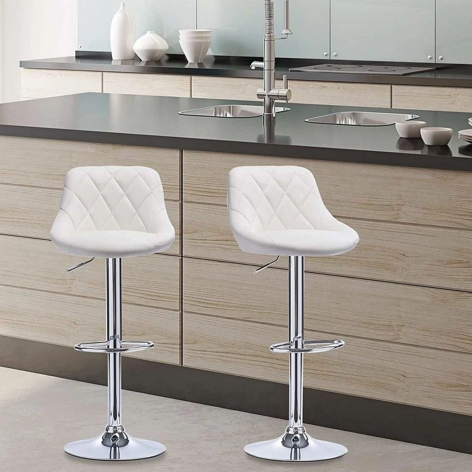 EUGAD Barhocker, 2er-Set Barstühle, höhenverstellbar, 360°drehbar Weiß Bordeaux, Cremeweiß, Grau, Khaki, Rot, Schwarz, Weiß 6 EUGAD Barhocker, 2er-Set Barstühle, höhenverstellbar, 360°drehbar Weiß Bordeaux, Cremeweiß, Grau, Khaki, Rot, Schwarz, Weiß – Bild 4