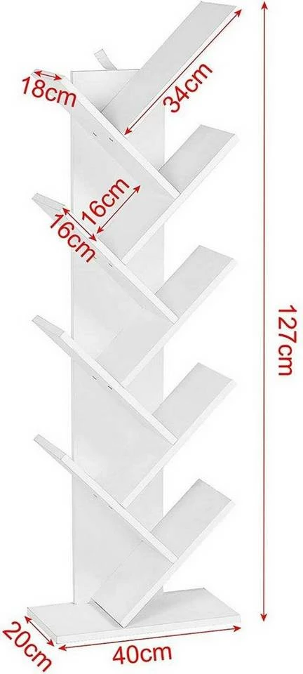 EUGAD Bücherregal, Raumteiler Standregal, mit 8 Ebenen, 40x20x127cm, Weiß 5 EUGAD Bücherregal, Raumteiler Standregal, mit 8 Ebenen, 40x20x127cm, Weiß – Bild 3