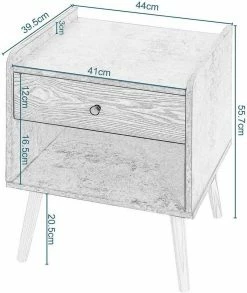 EUGAD Nachttisch (1-St), Nachtkommode, Kommode mit Schubladen und Ablagefach, Nachtschrank Industrial-Design Beistelltisch einfach Aufbau, für Schlafzimmer, Wohnzimmer Grau + Helle Eiche -EUGAD Verkäufe e3642c68 09ce 4e4d bb08 6b80c3b18a71