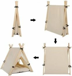 EUGAD Tierhaus, Tipi Hundezelt Katzenzelt 45x55x45cm Kätzchen Chihuahua Havaneser Kaninchen mit Kissen abnehmbar waschbar faltbar Weiß -EUGAD Verkäufe e3afc570 3dd5 53aa 9f5d 8f1f7a8f6569