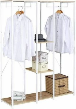 EUGAD Kleiderständer, Wäscheständer Garderobenständer mit Ablage Schwarzrohre und Eiche Platte Schwarz-Hell Eiche, Schwarz-Vintage, Weiß-Eiche -EUGAD Verkäufe e3be1520 8174 516d b588 9b77196c2d2f