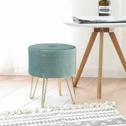 EUGAD Sitzhocker, Samthocker mit Stauraum, rund, mit stabilen goldenen Metallfüßen, Türkis Dunkelgrau, Dunkelgrün, Hellgrau, Rosa, Türkis 37 EUGAD Sitzhocker, Samthocker mit Stauraum, rund, mit stabilen goldenen Metallfüßen, Türkis Dunkelgrau, Dunkelgrün, Hellgrau, Rosa, Türkis -EUGAD Verkäufe e5811976 b13e 596c 94c7 4906a91ad423