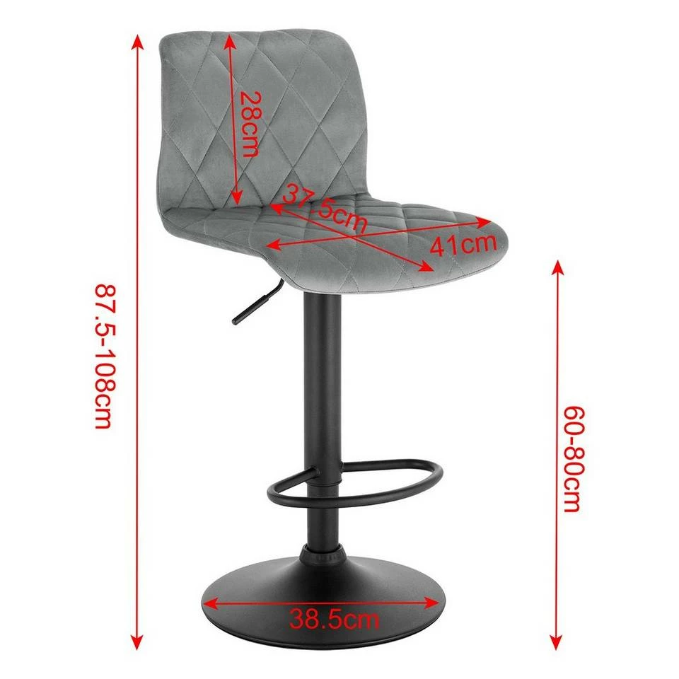 EUGAD Barhocker (2 St), Barhocker Drehstuhl Tresenhocker Barstuhl, Sitzfläche aus Samt mit Rücklehne Höhenverstellbar 12 EUGAD Barhocker (2 St), Barhocker Drehstuhl Tresenhocker Barstuhl, Sitzfläche aus Samt mit Rücklehne Höhenverstellbar – Bild 10